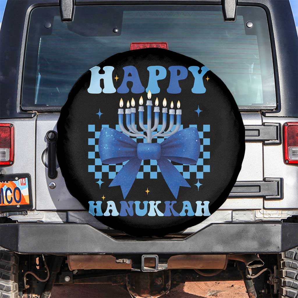 Coquette Hanukkah Spare Tire Cover Jewish Menorah Bow Girls - Wonder Print Shop