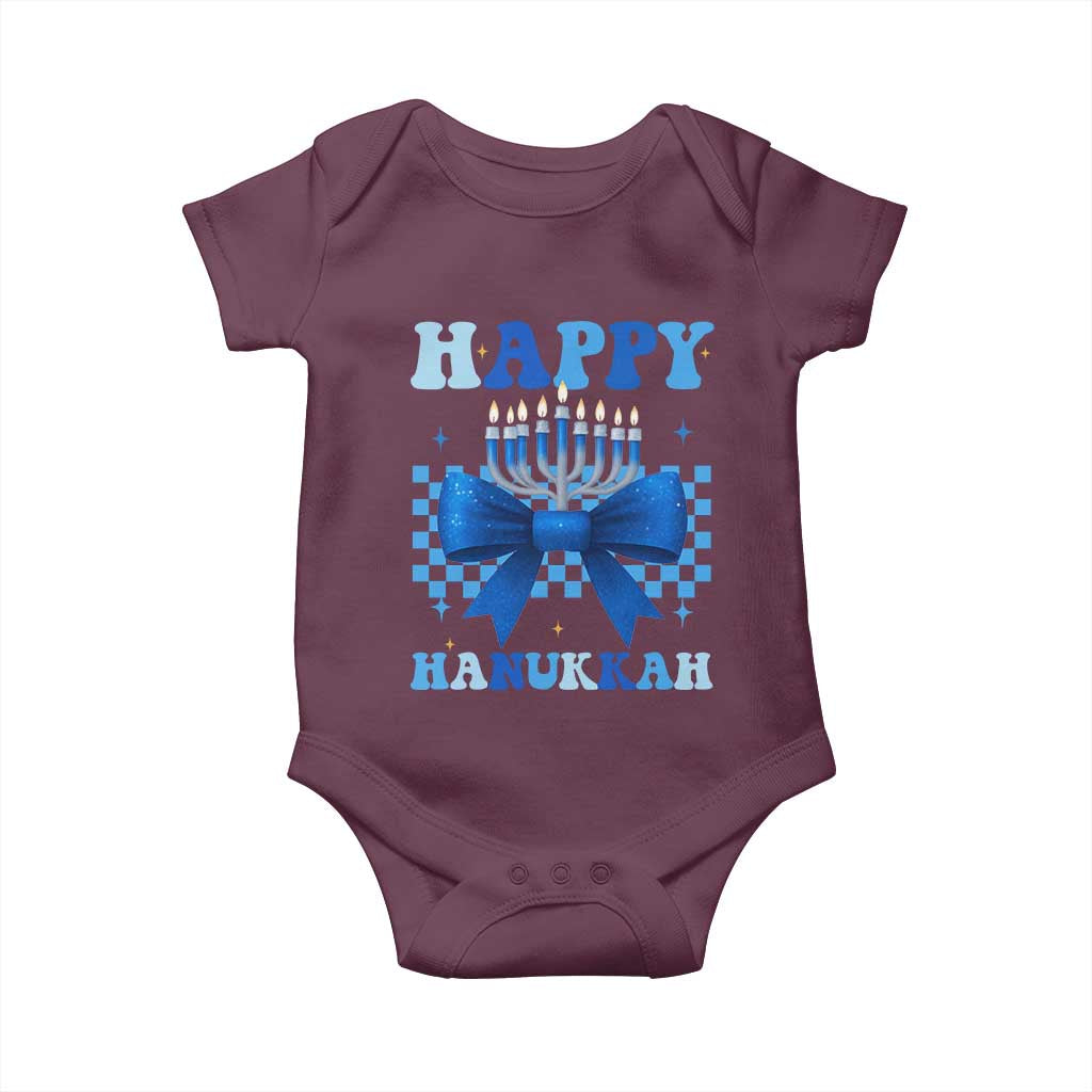 Coquette Hanukkah Baby Onesie Jewish Menorah Bow Girls - Wonder Print Shop