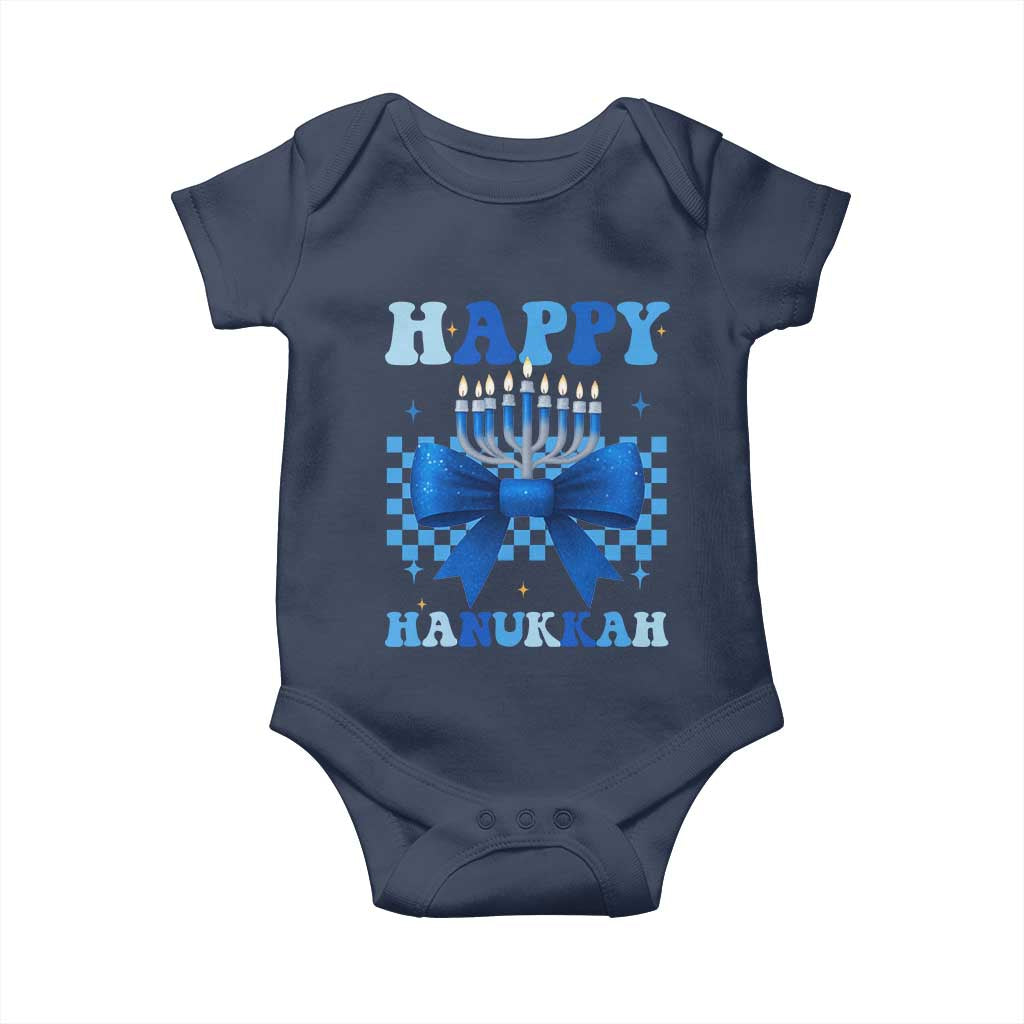 Coquette Hanukkah Baby Onesie Jewish Menorah Bow Girls - Wonder Print Shop