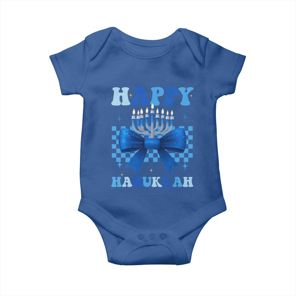 Coquette Hanukkah Baby Onesie Jewish Menorah Bow Girls - Wonder Print Shop