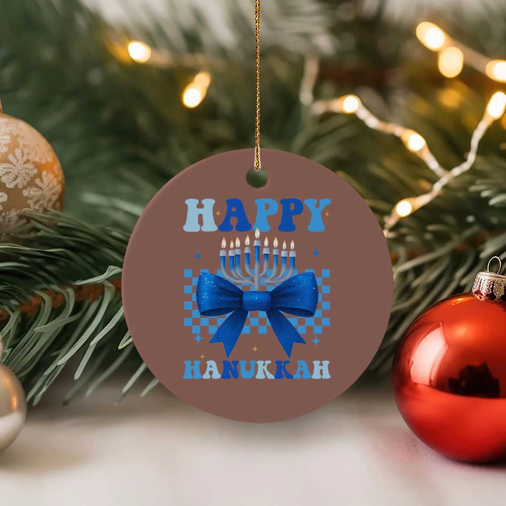 Coquette Hanukkah Ceramic Ornament Jewish Menorah Bow Girls - Wonder Print Shop