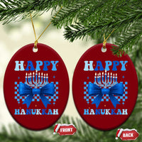 Coquette Hanukkah Ceramic Ornament Jewish Menorah Bow Girls - Wonder Print Shop