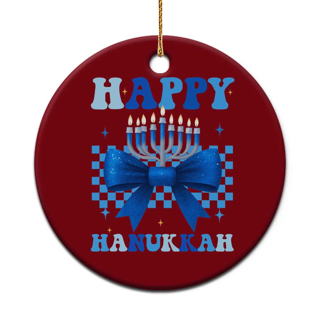 Coquette Hanukkah Ceramic Ornament Jewish Menorah Bow Girls - Wonder Print Shop