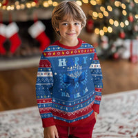 Coquette Hanukkah Hanukkah Ugly Sweater Jewish Menorah Bow Girls - Wonder Print Shop