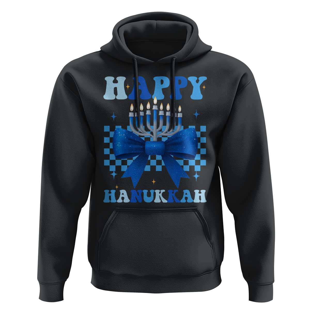Coquette Hanukkah Hoodie Jewish Menorah Bow Girls - Wonder Print Shop