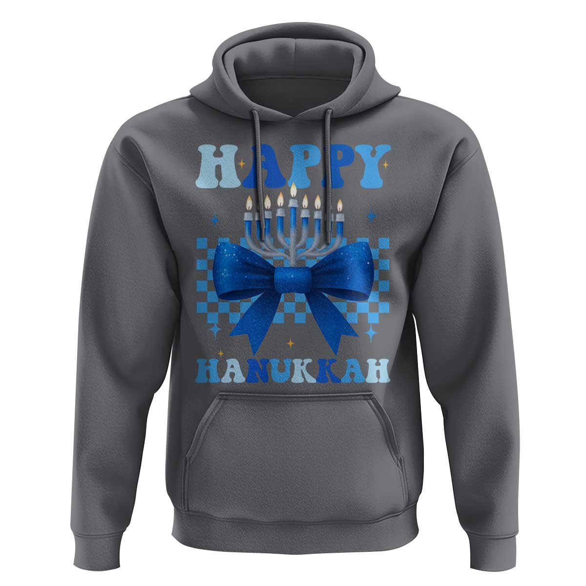Coquette Hanukkah Hoodie Jewish Menorah Bow Girls - Wonder Print Shop