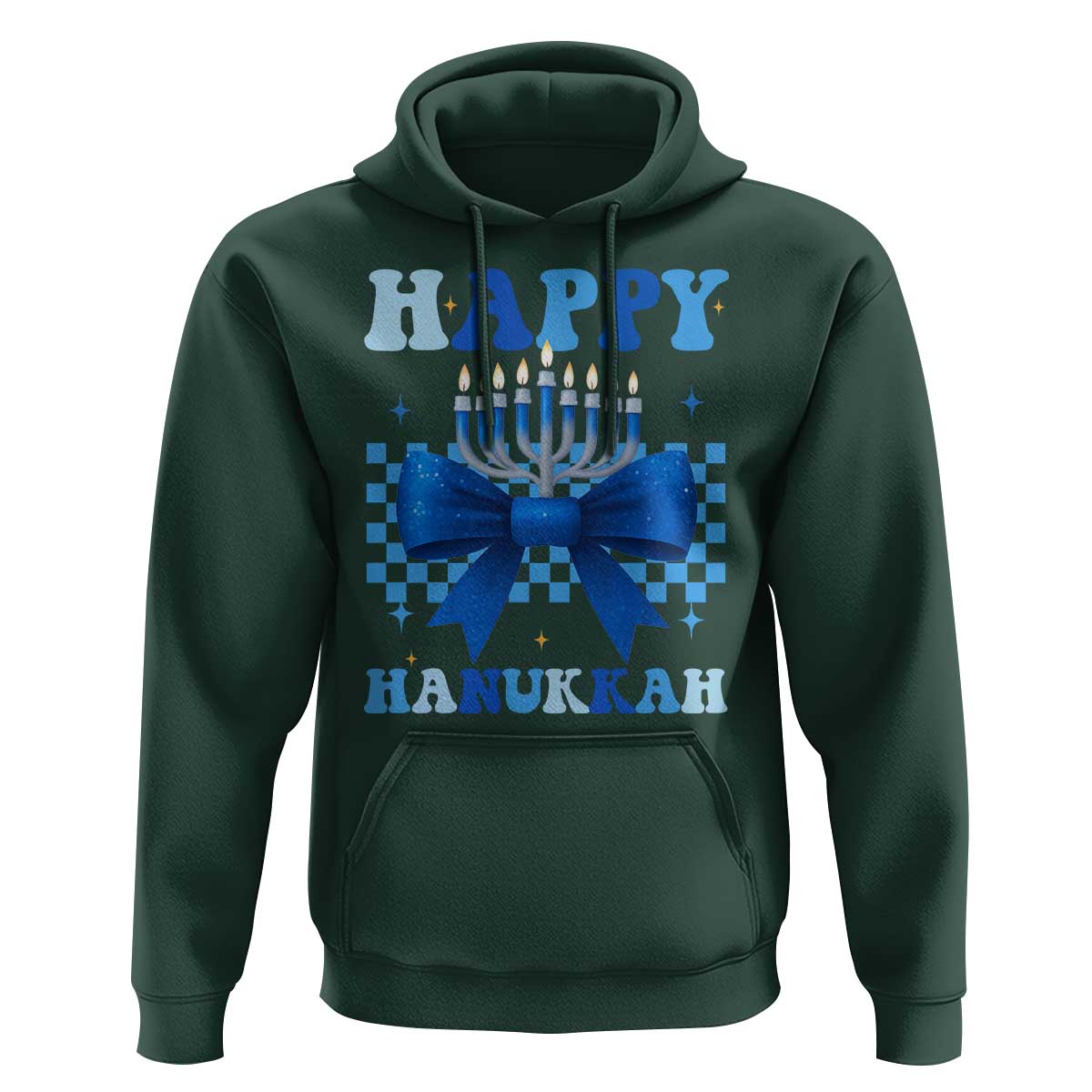 Coquette Hanukkah Hoodie Jewish Menorah Bow Girls - Wonder Print Shop