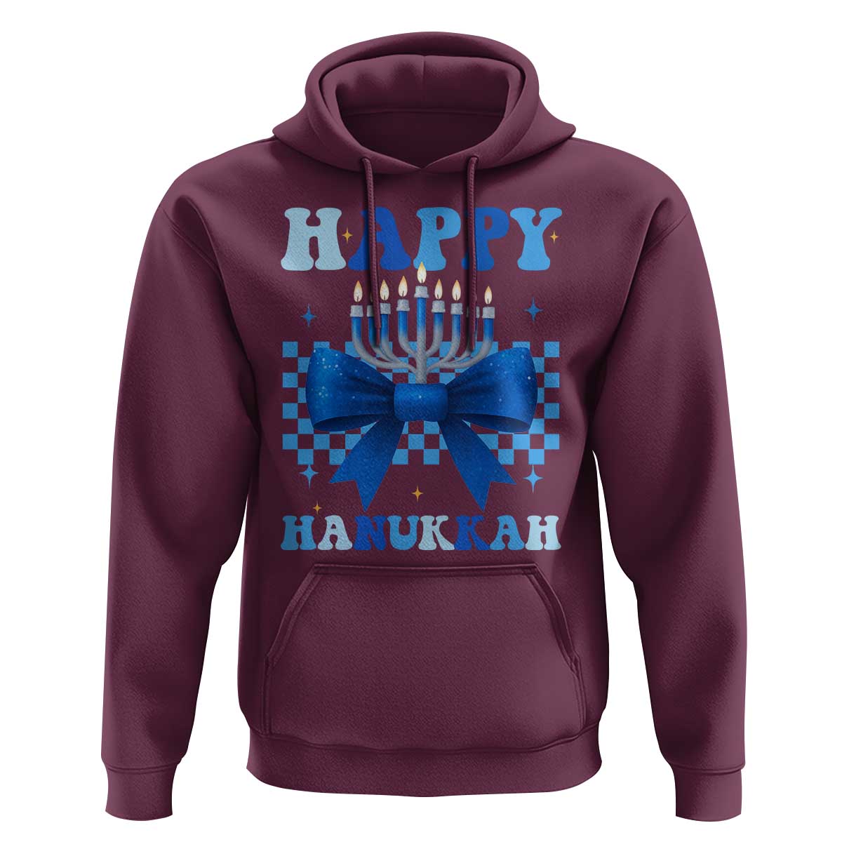 Coquette Hanukkah Hoodie Jewish Menorah Bow Girls - Wonder Print Shop