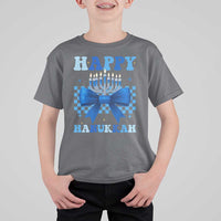 Coquette Hanukkah T Shirt For Kid Jewish Menorah Bow Girls - Wonder Print Shop