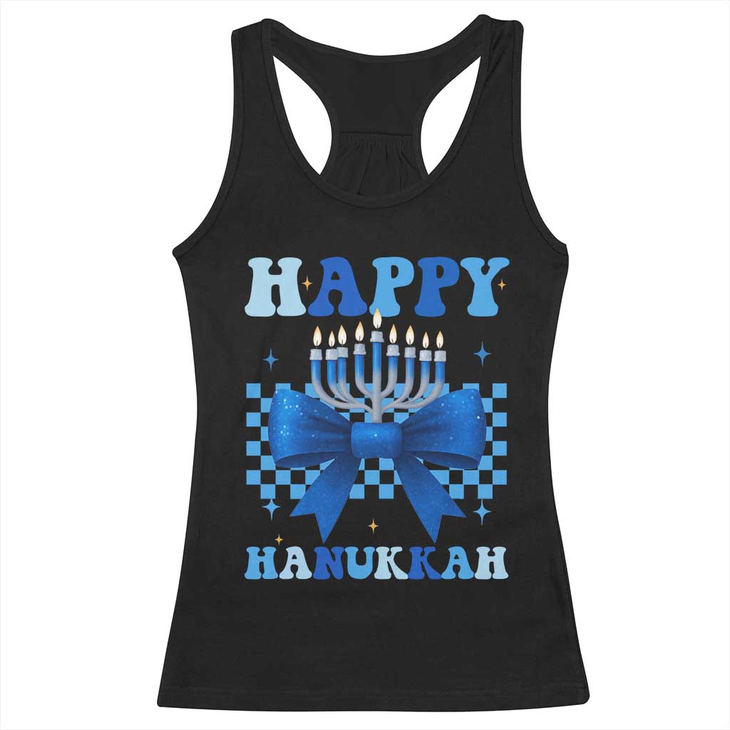 Coquette Hanukkah Racerback Tank Top Jewish Menorah Bow Girls - Wonder Print Shop