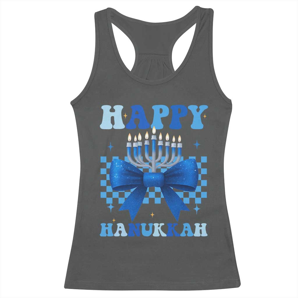 Coquette Hanukkah Racerback Tank Top Jewish Menorah Bow Girls - Wonder Print Shop