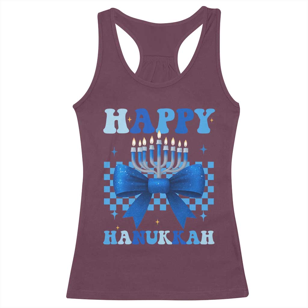 Coquette Hanukkah Racerback Tank Top Jewish Menorah Bow Girls - Wonder Print Shop