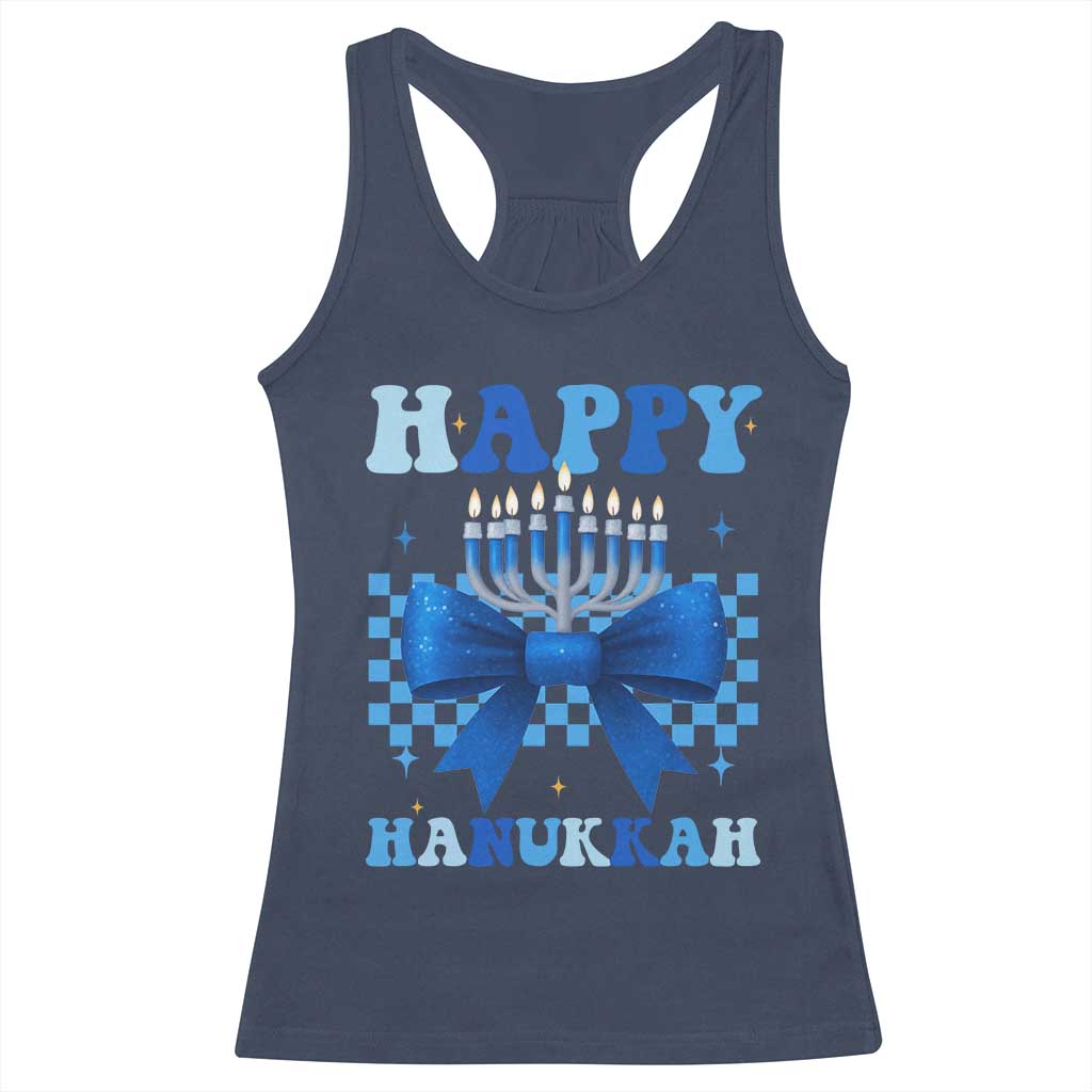 Coquette Hanukkah Racerback Tank Top Jewish Menorah Bow Girls - Wonder Print Shop
