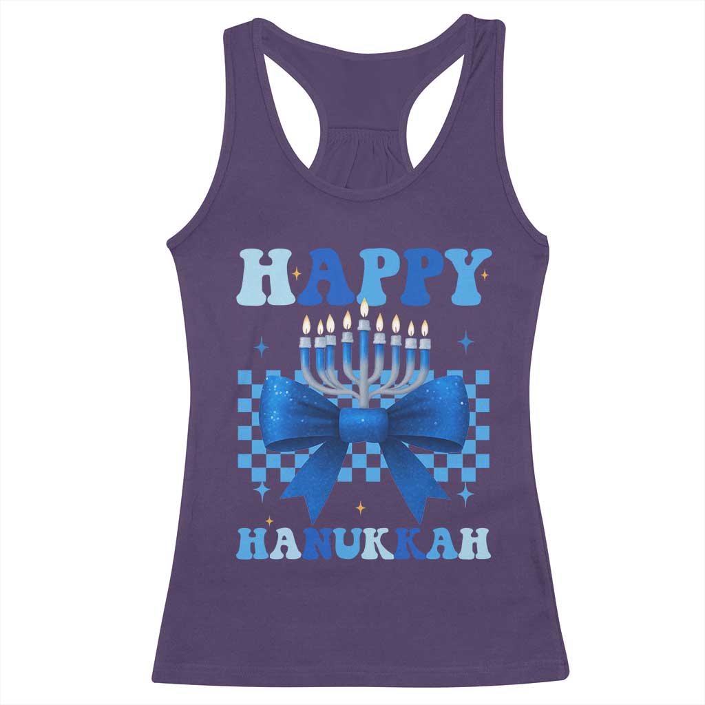 Coquette Hanukkah Racerback Tank Top Jewish Menorah Bow Girls - Wonder Print Shop