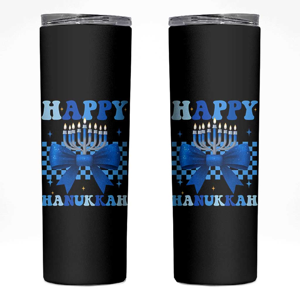 Coquette Hanukkah Skinny Tumbler Jewish Menorah Bow Girls - Wonder Print Shop