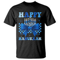 Coquette Hanukkah T Shirt Jewish Menorah Bow Girls - Wonder Print Shop