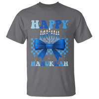 Coquette Hanukkah T Shirt Jewish Menorah Bow Girls - Wonder Print Shop