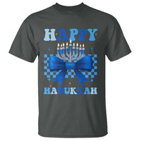 Coquette Hanukkah T Shirt Jewish Menorah Bow Girls - Wonder Print Shop