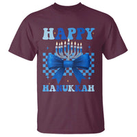 Coquette Hanukkah T Shirt Jewish Menorah Bow Girls - Wonder Print Shop