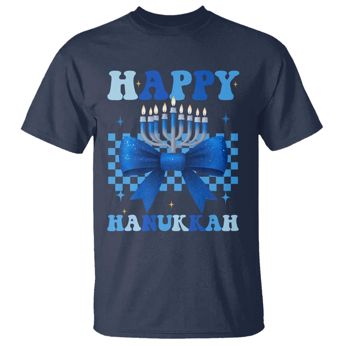 Coquette Hanukkah T Shirt Jewish Menorah Bow Girls - Wonder Print Shop
