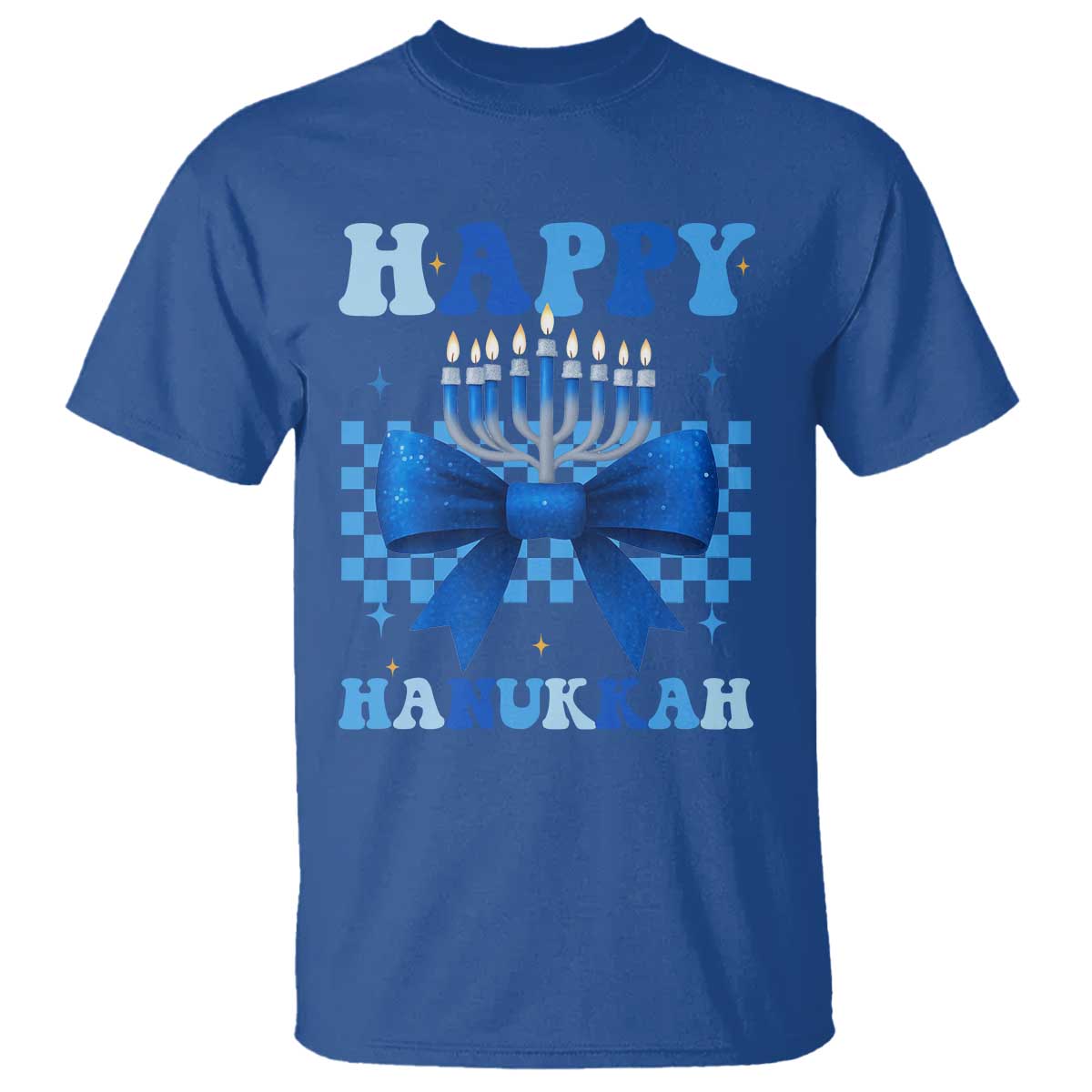 Coquette Hanukkah T Shirt Jewish Menorah Bow Girls - Wonder Print Shop