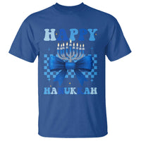 Coquette Hanukkah T Shirt Jewish Menorah Bow Girls - Wonder Print Shop