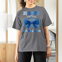 Coquette Hanukkah T Shirt For Women Jewish Menorah Bow Girls - Wonder Print Shop