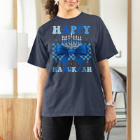 Coquette Hanukkah T Shirt For Women Jewish Menorah Bow Girls - Wonder Print Shop