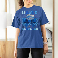 Coquette Hanukkah T Shirt For Women Jewish Menorah Bow Girls - Wonder Print Shop