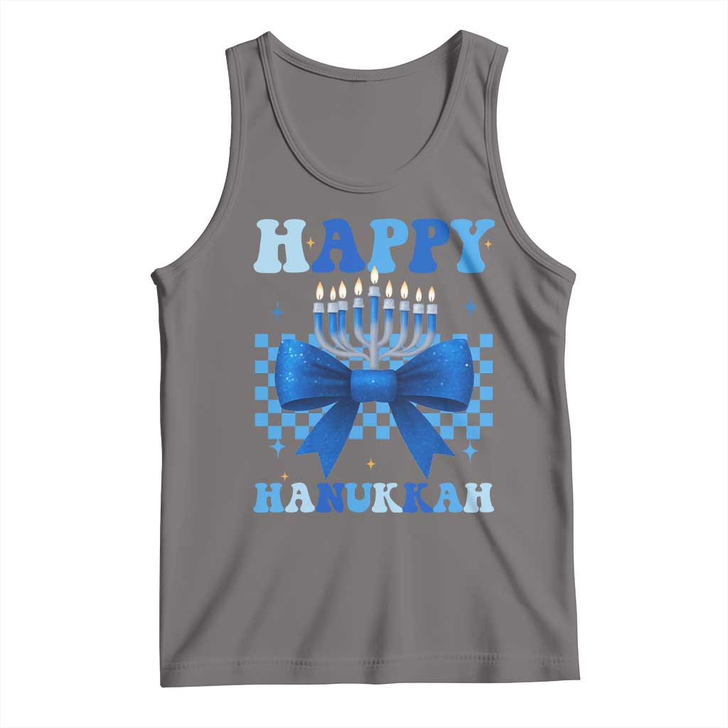 Coquette Hanukkah Tank Top Jewish Menorah Bow Girls - Wonder Print Shop