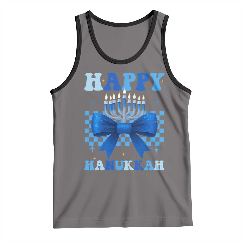 Coquette Hanukkah Tank Top Jewish Menorah Bow Girls - Wonder Print Shop