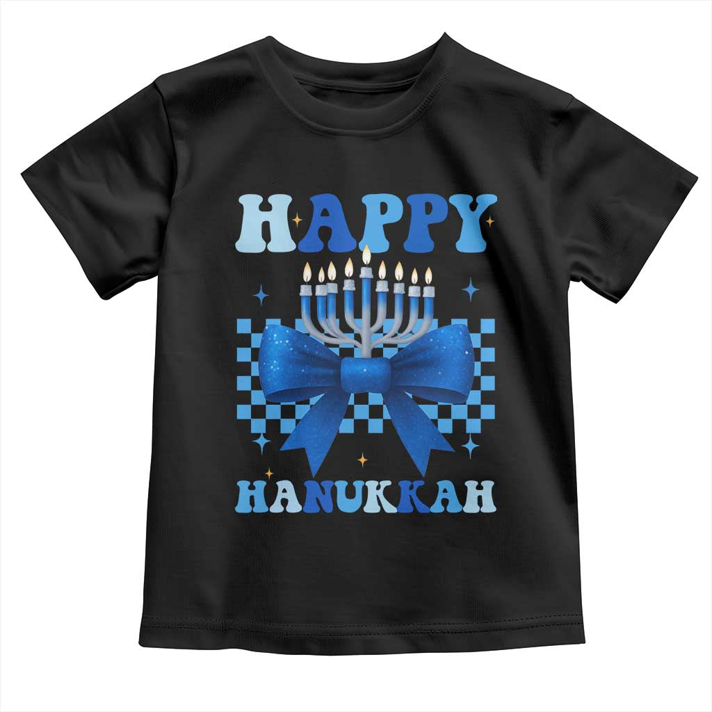 Coquette Hanukkah Toddler T Shirt Jewish Menorah Bow Girls - Wonder Print Shop