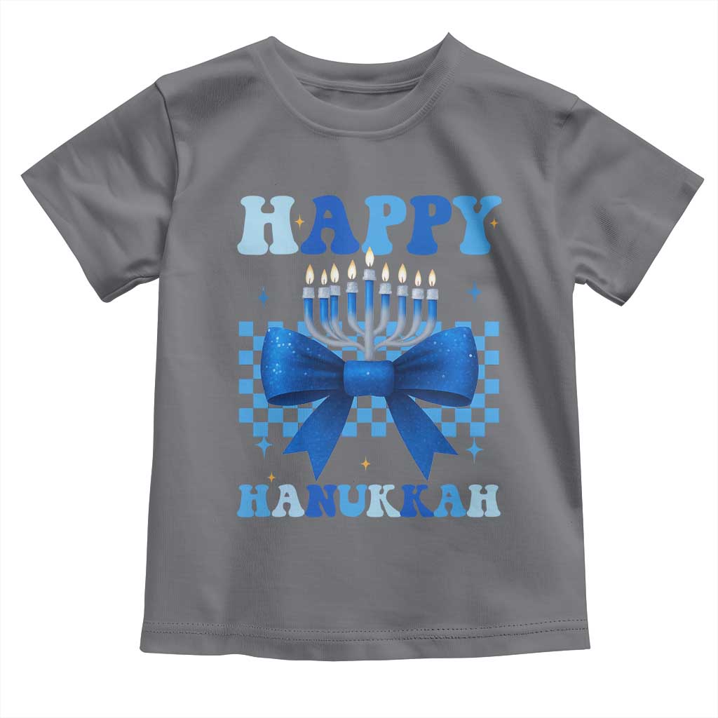 Coquette Hanukkah Toddler T Shirt Jewish Menorah Bow Girls - Wonder Print Shop