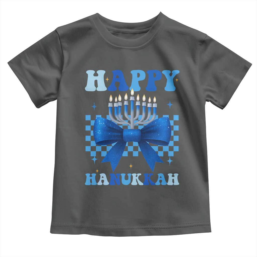 Coquette Hanukkah Toddler T Shirt Jewish Menorah Bow Girls - Wonder Print Shop