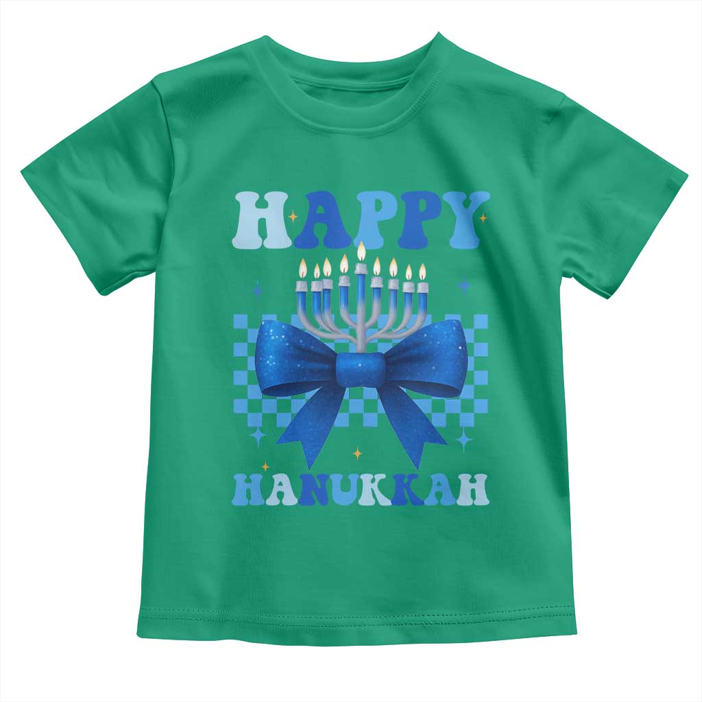 Coquette Hanukkah Toddler T Shirt Jewish Menorah Bow Girls - Wonder Print Shop