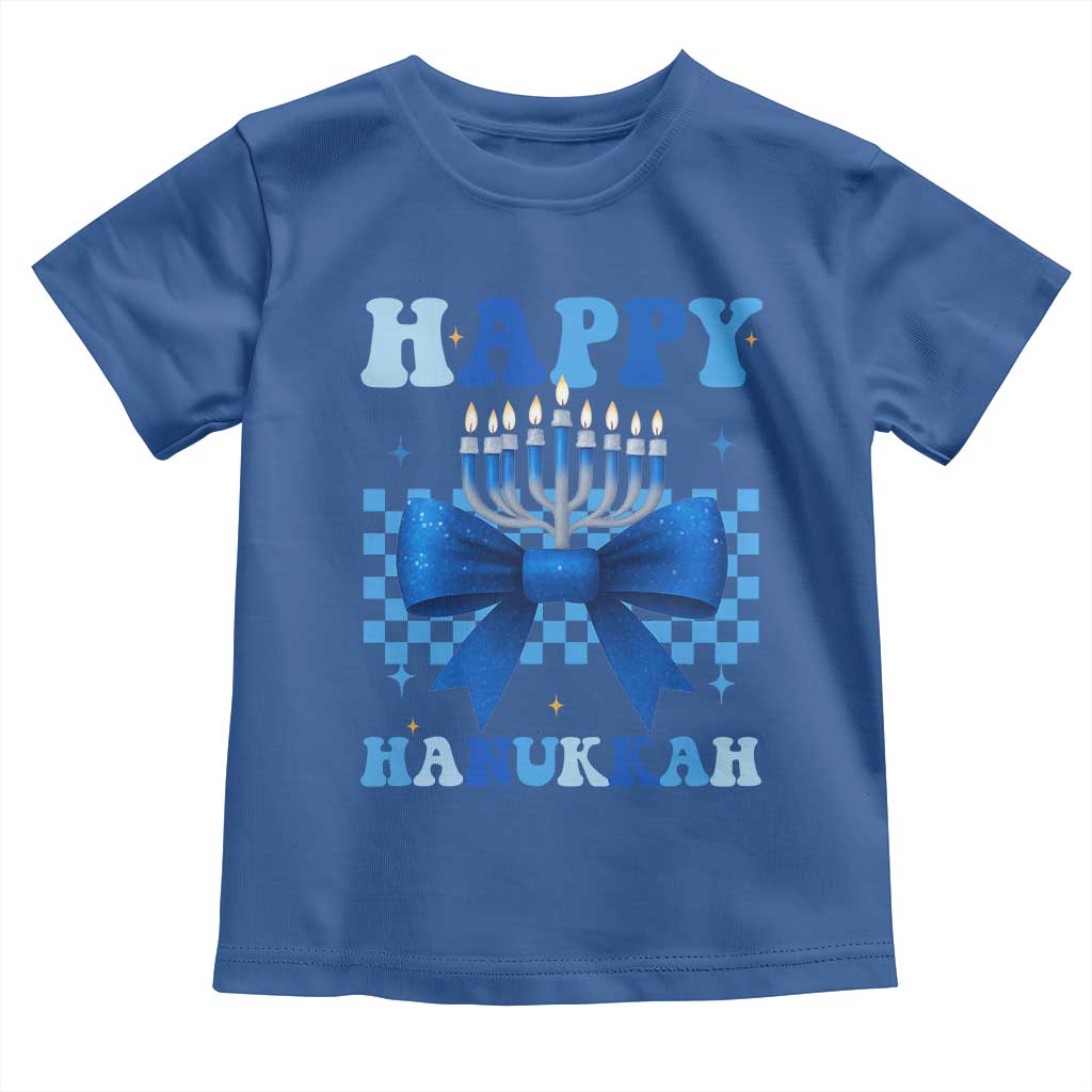 Coquette Hanukkah Toddler T Shirt Jewish Menorah Bow Girls - Wonder Print Shop
