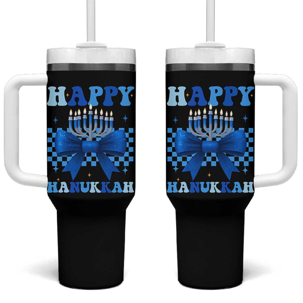 Coquette Hanukkah Tumbler With Handle Jewish Menorah Bow Girls - Wonder Print Shop