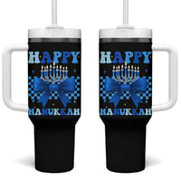 Coquette Hanukkah Tumbler With Handle Jewish Menorah Bow Girls - Wonder Print Shop