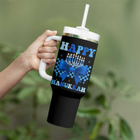 Coquette Hanukkah Tumbler With Handle Jewish Menorah Bow Girls - Wonder Print Shop