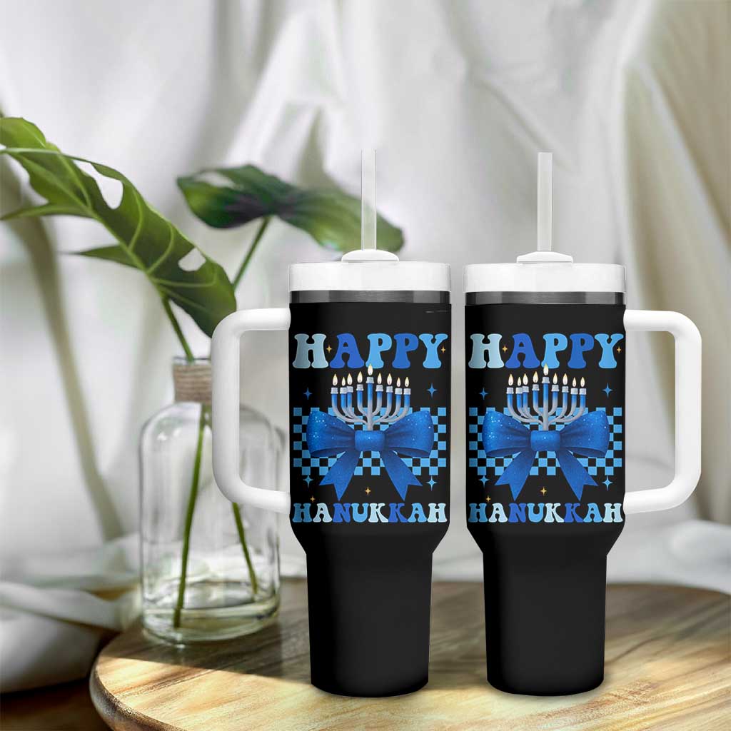 Coquette Hanukkah Tumbler With Handle Jewish Menorah Bow Girls - Wonder Print Shop