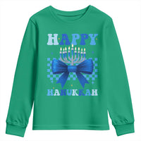 Coquette Hanukkah Youth Sweatshirt Jewish Menorah Bow Girls - Wonder Print Shop