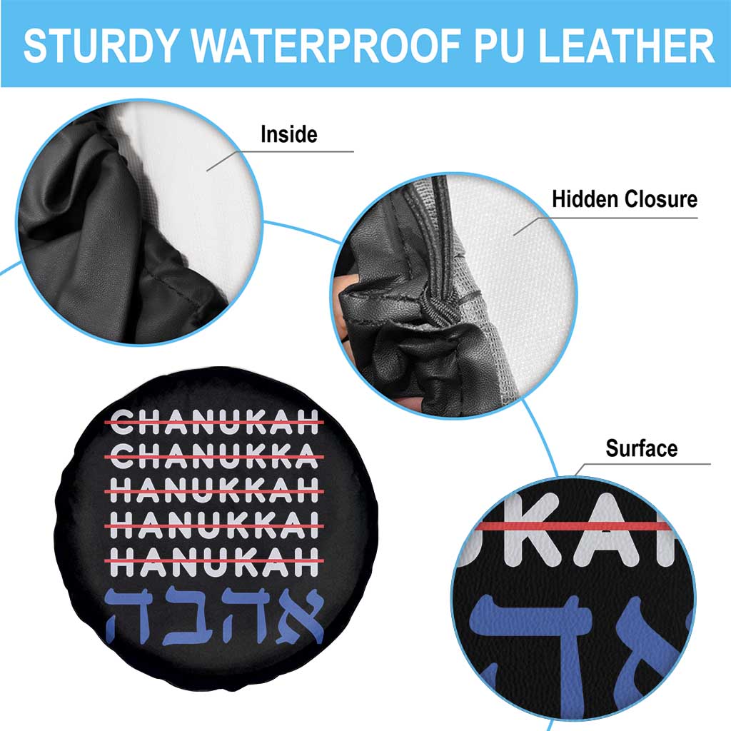 Funny Hanukkah Spelling Spare Tire Cover Jewish Chanukah Humor Hebrew Gifts - Wonder Print Shop