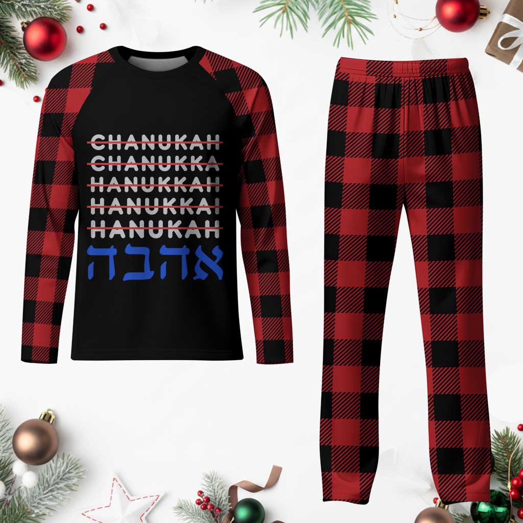 Funny Hanukkah Spelling Plaid Pajama Set Jewish Chanukah Humor Hebrew Gifts - Wonder Print Shop