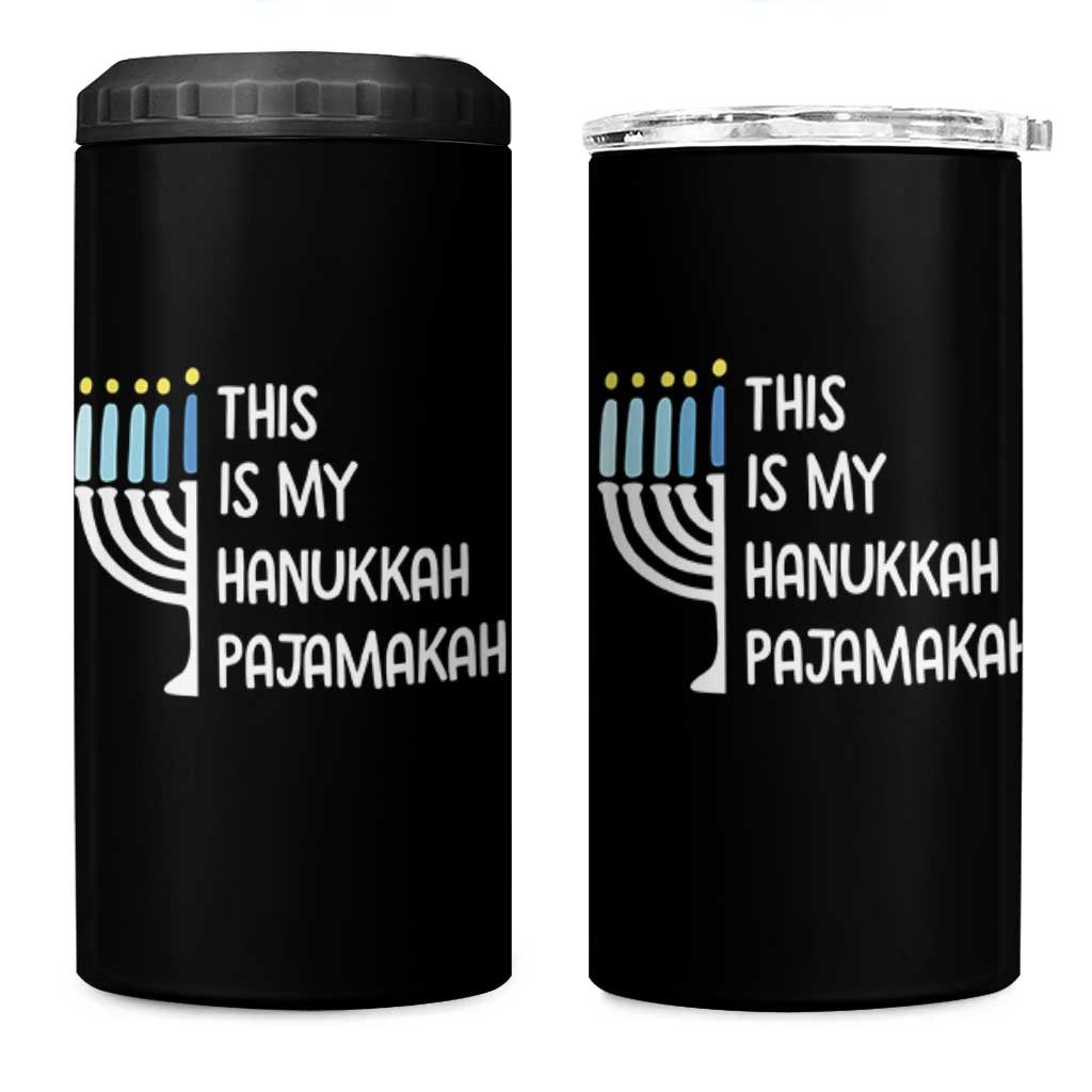 Funny Hanukkah Pajama 4 in 1 Can Cooler Tumbler This is My Pajamakah Gift Chanukah - Wonder Print Shop