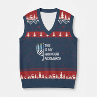 Funny Hanukkah Pajama V-Neck Knit Sweater Vest This is My Pajamakah Gift Chanukah - Wonder Print Shop
