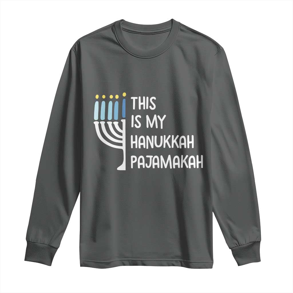 Funny Hanukkah Pajama Long Sleeve Shirt This is My Pajamakah Gift Chanukah - Wonder Print Shop