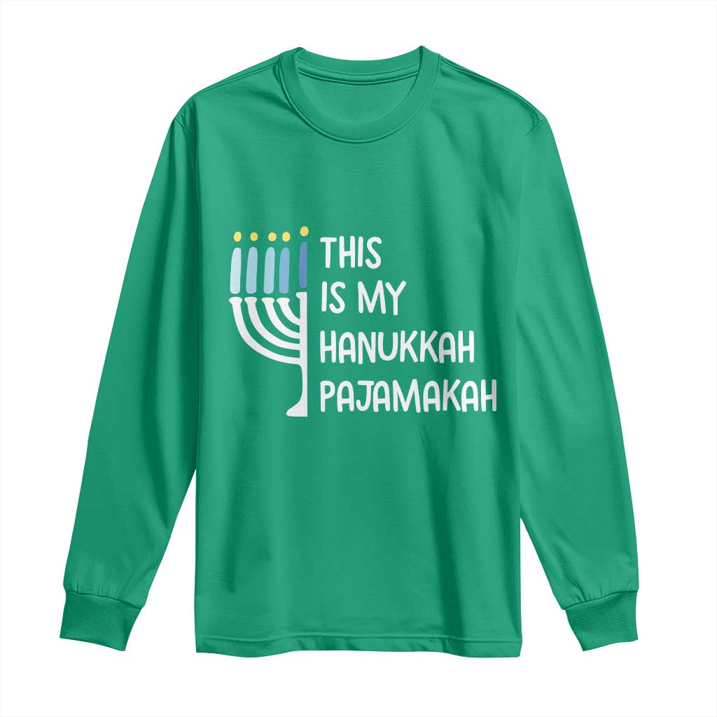 Funny Hanukkah Pajama Long Sleeve Shirt This is My Pajamakah Gift Chanukah - Wonder Print Shop