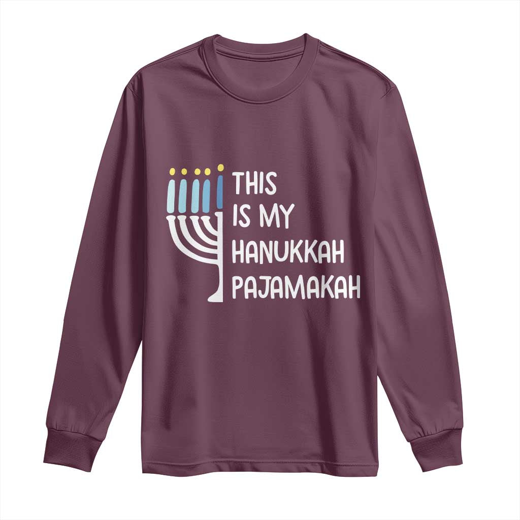 Funny Hanukkah Pajama Long Sleeve Shirt This is My Pajamakah Gift Chanukah - Wonder Print Shop