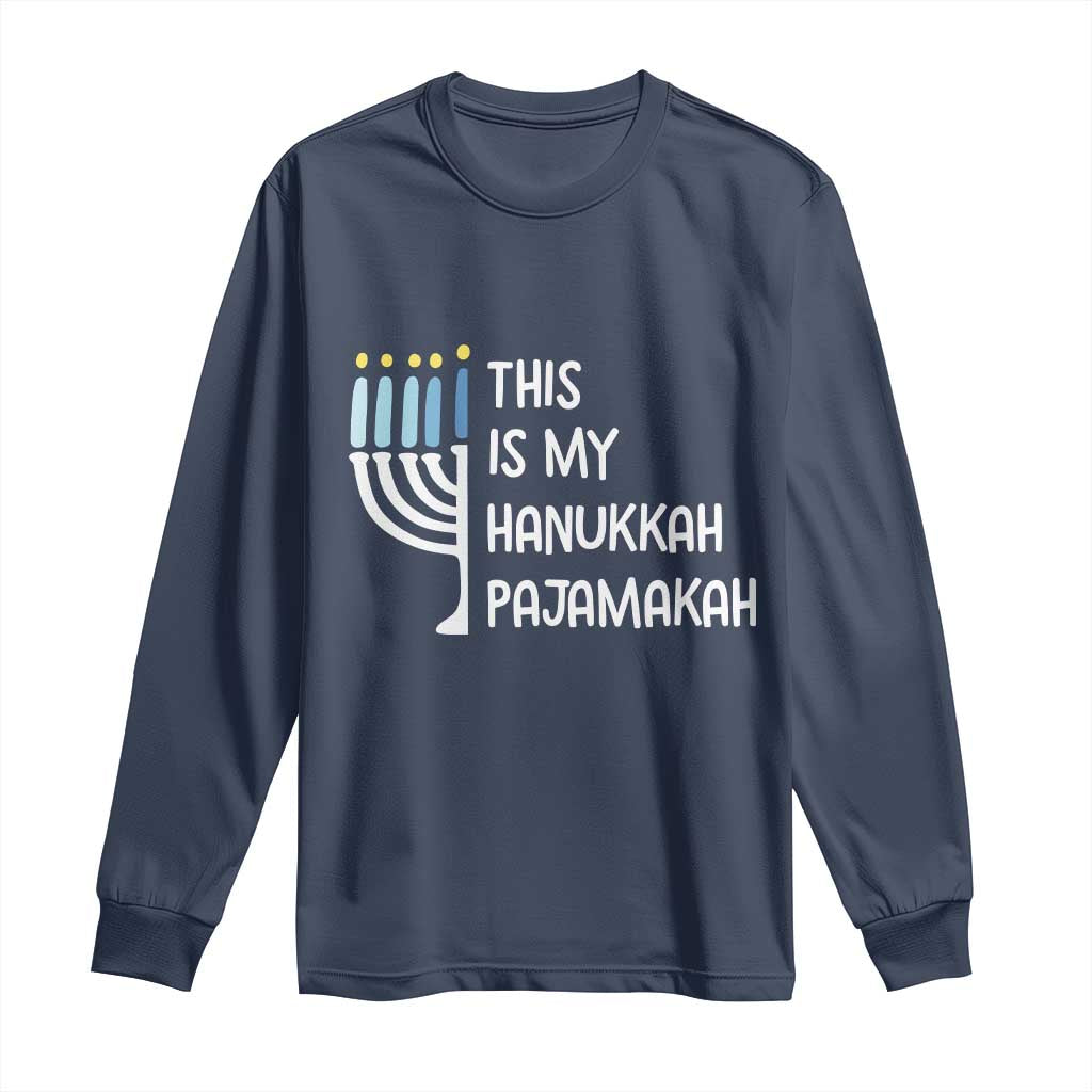 Funny Hanukkah Pajama Long Sleeve Shirt This is My Pajamakah Gift Chanukah - Wonder Print Shop