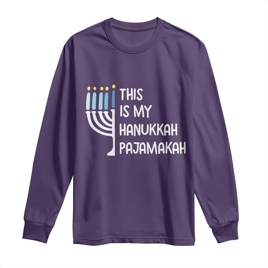 Funny Hanukkah Pajama Long Sleeve Shirt This is My Pajamakah Gift Chanukah - Wonder Print Shop